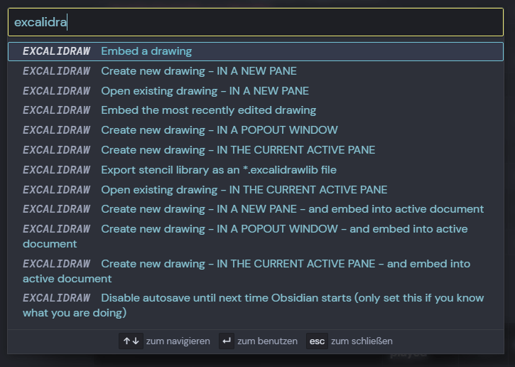 Obsidian: Optionen für das Plugin Excalidraw
