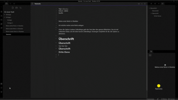 Das GIF zeigt die Aktivierung des Core Plugins "Zufällige Notiz öffnen".