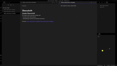 Hier siehst du, wie du den Obsidian-Bildschirm horizontal teilen kannst (neu heißt die Funktion unten teilen)