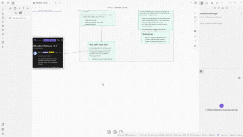Obsidian Canvas: Notiz aus dem Vault einfügen