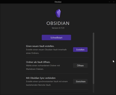 Obsidian: So legst du deinen Zettelkasten mit einem neuen Vault an. 