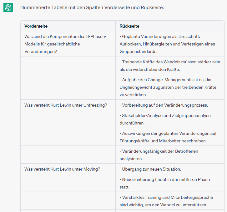 Karteikarten fürs Studium mit ChatGPT erstellen