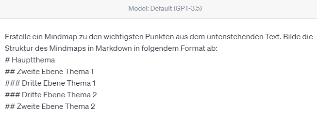 ChatGPT Prompt zum Erstellen eines Mindmaps