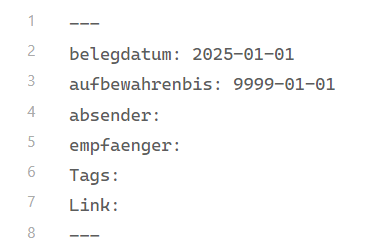 Zielformat der Metadaten iin der YAML-Ansicht (Quellformat)